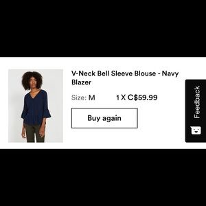 V-neck Bell Sleeve Blouse